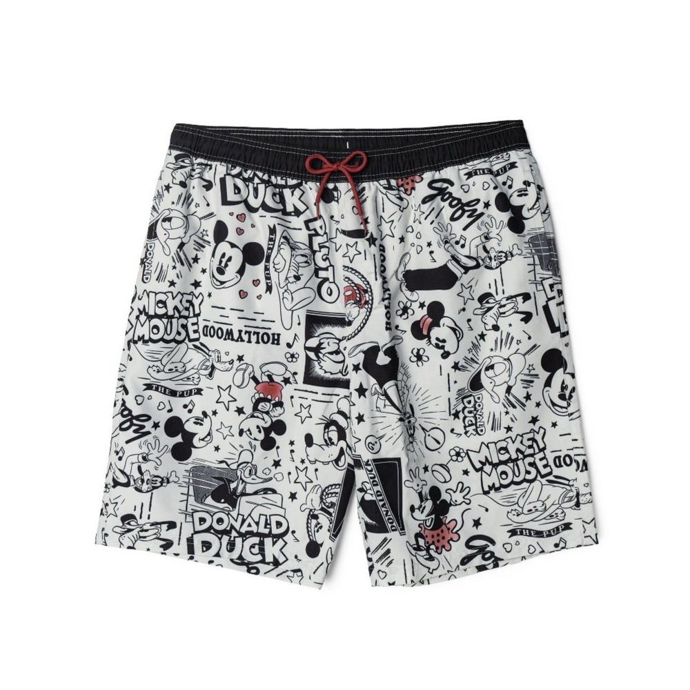 Disney Mickey Mouse Swim‎ Trunks UPF 50+ Adult S Small Retro Goofy Shorts NWT